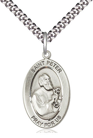 Sterling Silver St. Peter the Apostle Medal & Necklace Set | Engravable