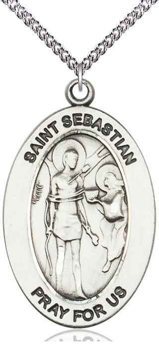 Sterling Silver St. Sebastian Medal & Necklace Set | Engravable