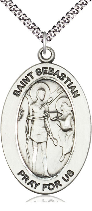 Sterling Silver St. Sebastian Medal & Necklace Set | Engravable