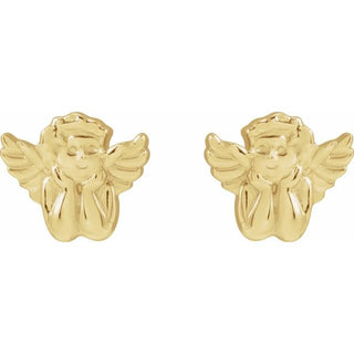 14K Yellow Cherub Earrings 