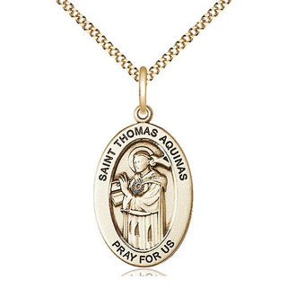 14K Gold-Filled Saint Thomas Aquinas Medal & Necklace Set Engraved Catholic Saint Jewelry