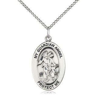 sterling silver guardian angel wchild medal necklace 11118SS