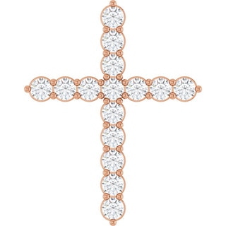 14K Rose 3/4 CTW Natural Diamond Cross Pendant