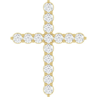 14K Yellow 3/4 CTW Lab-Grown Diamond Cross Pendant