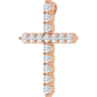 14K Rose 3/4 CTW Lab-Grown Diamond Cross Pendant