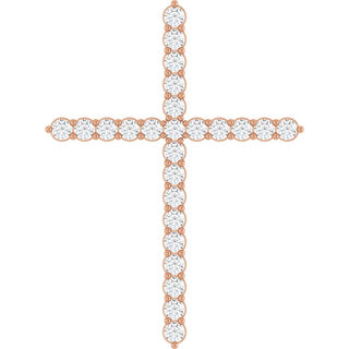 14K Rose 1 CTW Natural Diamond Cross Pendant
