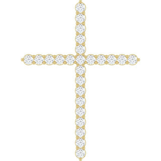 14K Yellow 1 CTW Lab-Grown Diamond Cross Pendant