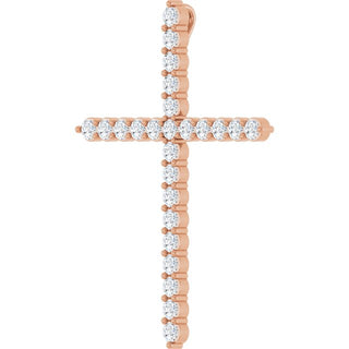 14K Rose 1 CTW Natural Diamond Cross Pendant