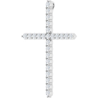 14K White 1 CTW Natural Diamond Cross Pendant