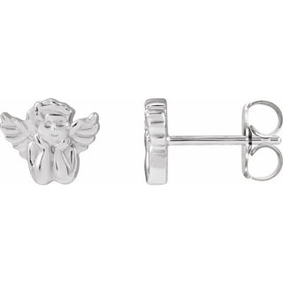 14K White Right Cherub Earring 
