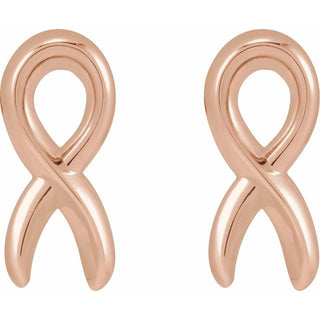 14K Rose Survivor Ribbon Earrings