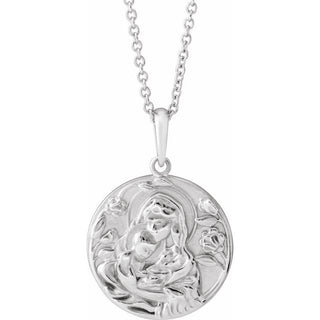 Sterling Silver Madonna & Child 16-18" Necklace 