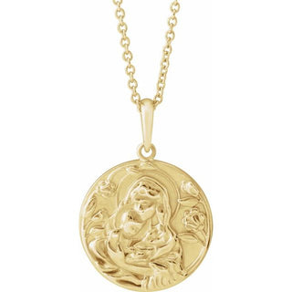 14K Yellow Madonna & Child 16-18" Necklace 