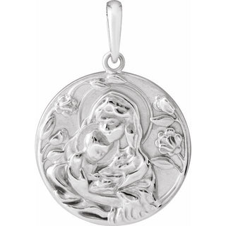 14K White Madonna & Child Pendant