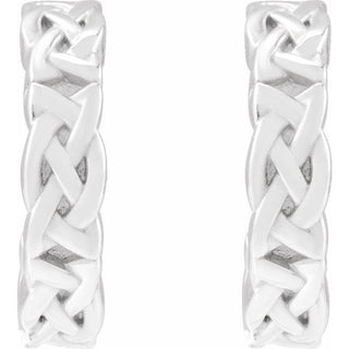 14K White Celtic-Inspired 10.25 mm Hoop Earrings