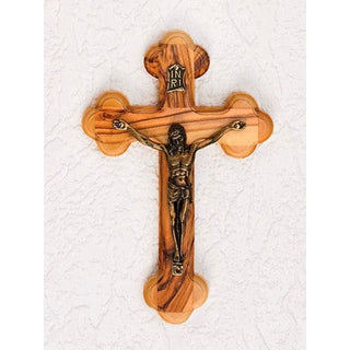 6-1/2-inch Olive Wood 14-Station Crucifix - Brass Corpus