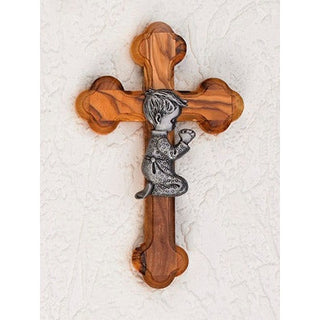 5 inch Olive Wood Cross Baby Boy