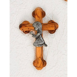 5 inch Olive Wood Cross - Baby Girl