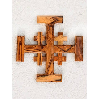 5-inch Olive Wood Cross - Jerusalem Cross