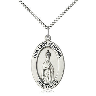 sterling silver our lady of fatima medal necklace 11205SS