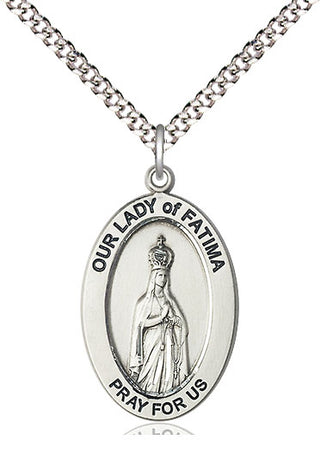 Sterling Silver Our Lady of Fatima Medal & Necklace Set | Engravable