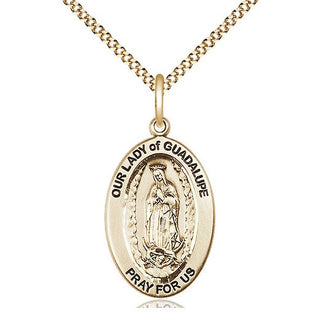 14kt Gold Filled Our Lady of Guadalupe Medal & Necklace Set Engraved Catholic Saint Jewelry