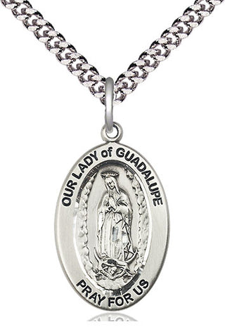 Sterling Silver Our Lady of Guadalupe Medal & Necklace Set | Engravable
