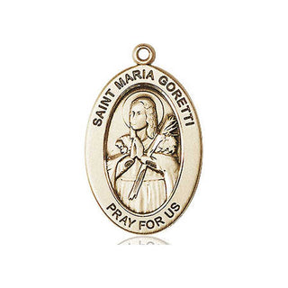 14kt Gold Saint Maria Goretti Medal Engraved Catholic Saint Jewelry