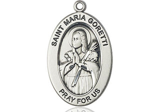 Sterling Silver St. Maria Goretti Medal & Necklace Set | Engravable