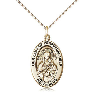 14kt gold filled our lady of perpetual help medal necklace 11222GF