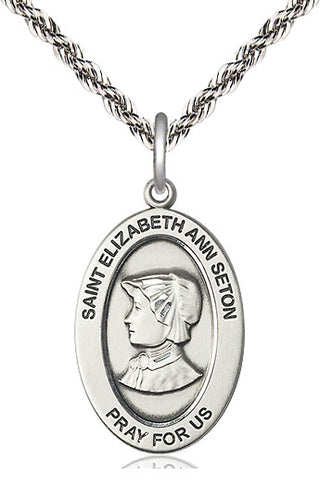 Sterling Silver St. Elizabeth Ann Seton Medal & Necklace Set | Engravable