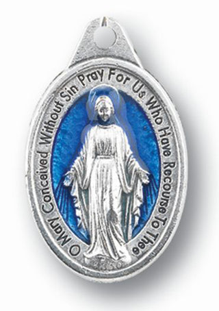 Oxidized Miraculous Medal with Blue Enamel 25-Pack