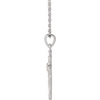 14K White .08 CTW Natural Diamond Vintage-Inspired Cross 16-18" Necklace