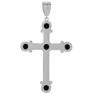 Sterling Silver Natural Black Onyx Cross Pendant