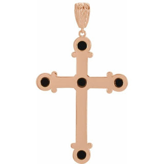 14K Rose Natural Black Onyx Pendant