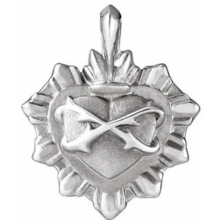 14K White Sacred Heart Pendant