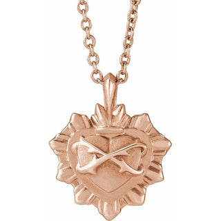 14K Rose Sacred Heart 16-18" Necklace
