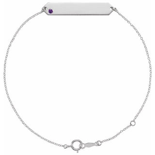 14K White Natural Amethyst Geometric 7-8" Bracelet