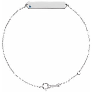 Sterling Silver Natural Aquamarine Geometric 7-8" Bracelet