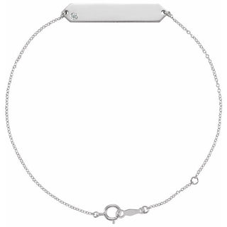 14K White .03 CT Natural Diamond Geometric 7-8" Bracelet