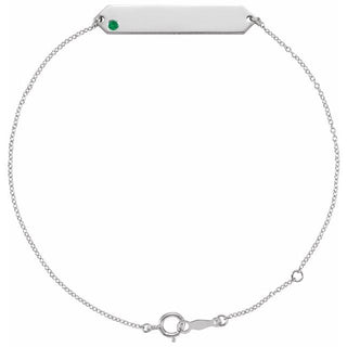 14K White Lab-Grown Emerald Geometric 7-8" Bracelet