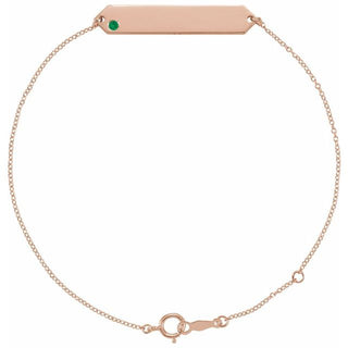 14K Rose Lab-Grown Emerald Geometric 7-8" Bracelet