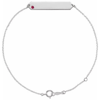 14K White Natural Ruby Geometric 7-8" Bracelet