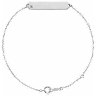 14K White Natural White Sapphire Geometric 7-8" Bracelet