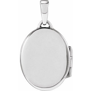 14K White Engravable Oval Locket