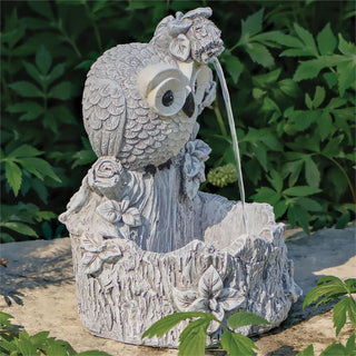 11-Inch Owl Garden Fountain Pudgy Pals