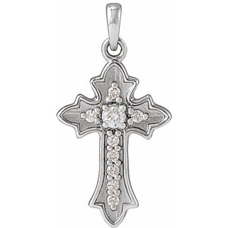 Sterling Silver .08 CTW Natural Diamond Vintage-Inspired Cross Pendent
