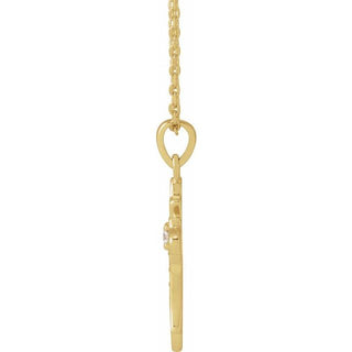 14K Yellow .08 CTW Natural Diamond Vintage-Inspired Cross 16-18" Necklace