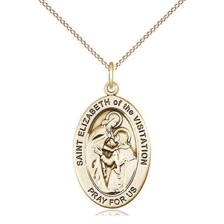14kt Gold Saint Elizabeth of the Visitation Medal Engraved Catholic Saint Jewelry