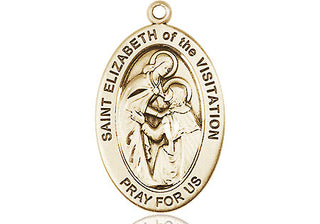 14kt Gold Saint Elizabeth of the Visitation Medal Engraved Catholic Saint Jewelry
